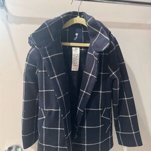 Jacadi Pristine Navy Plaid Hooded Jacket
